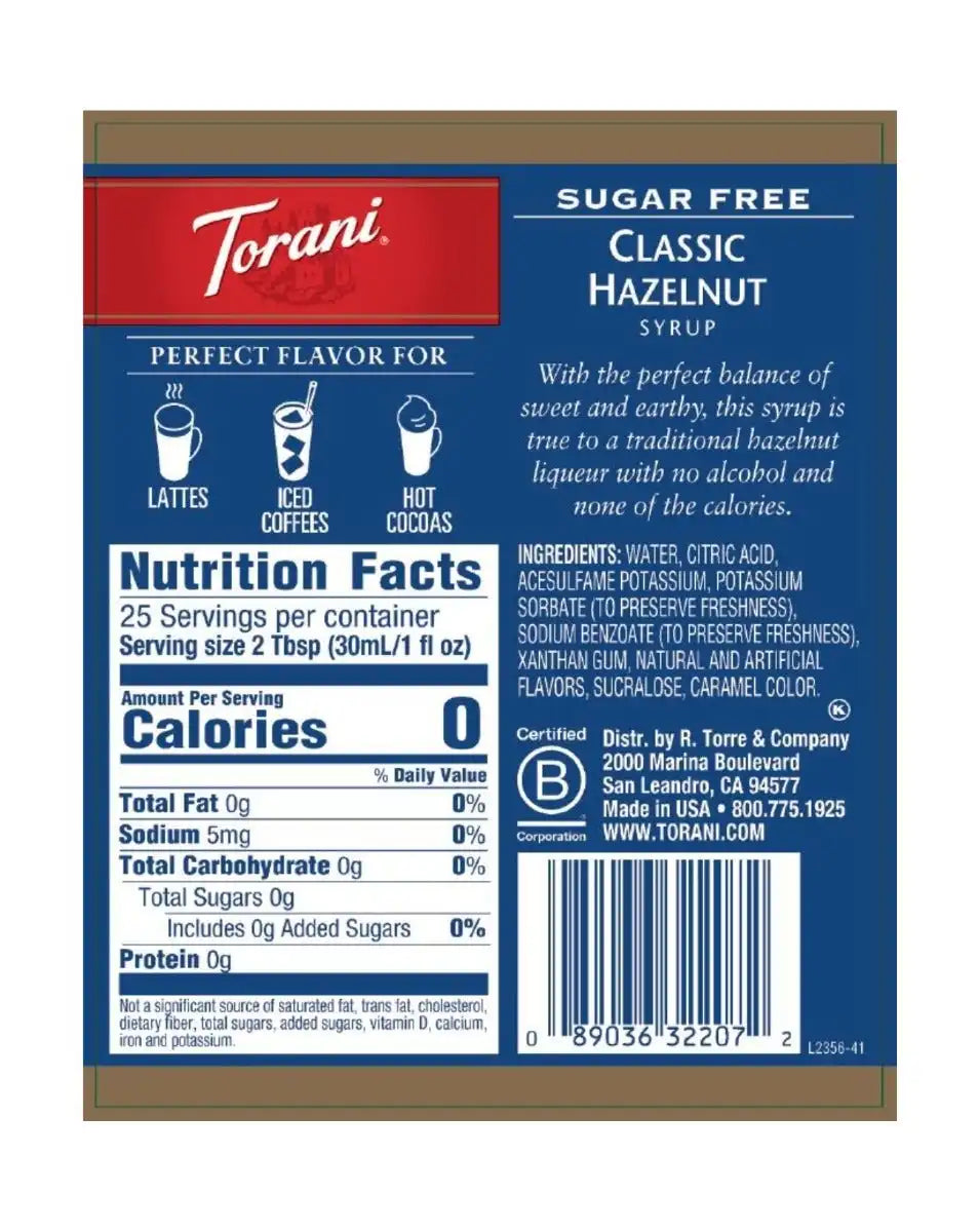 Sugar Free Classic Hazelnut Syrup